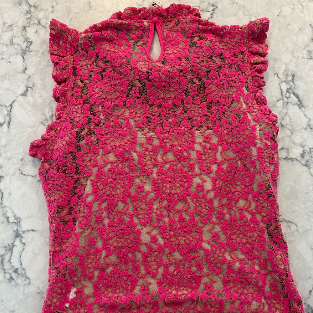 Anthropologie Pink Lace Dolan Tank